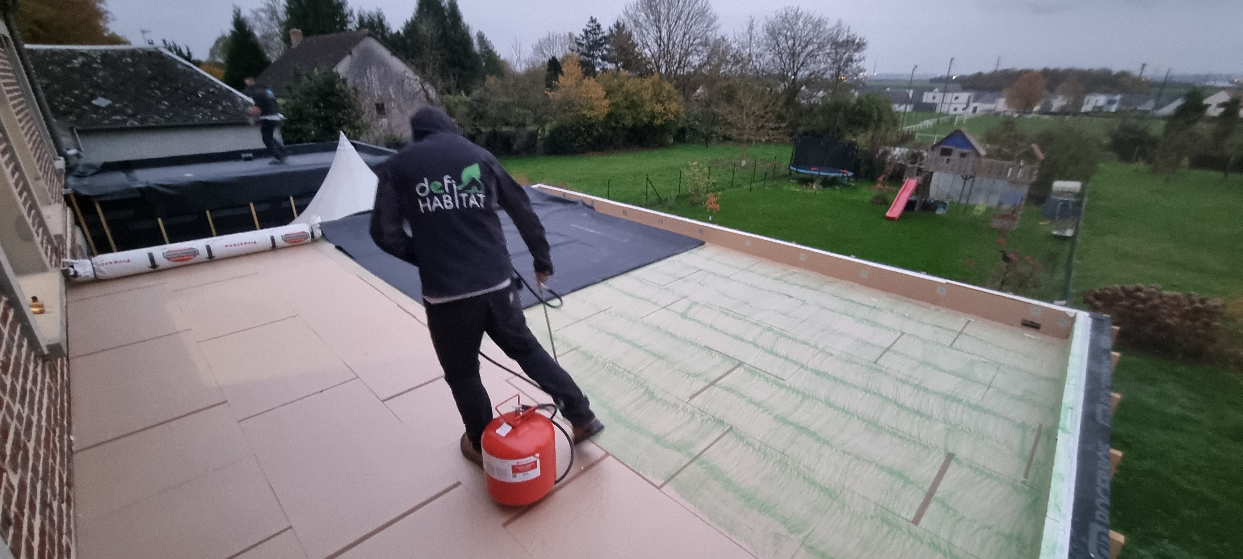 Assistance Autoconstructeur Double Extension Toiture EPDM Bertangles - Defi Habitat - Constructeur de maison en ossature bois